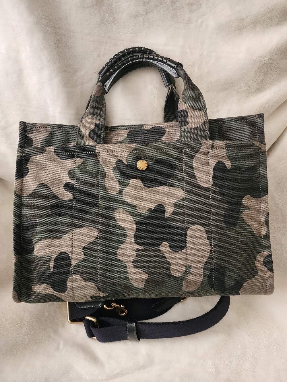 Coach Green Multi Camouflage Canvas Tote - Picture 3 of 7